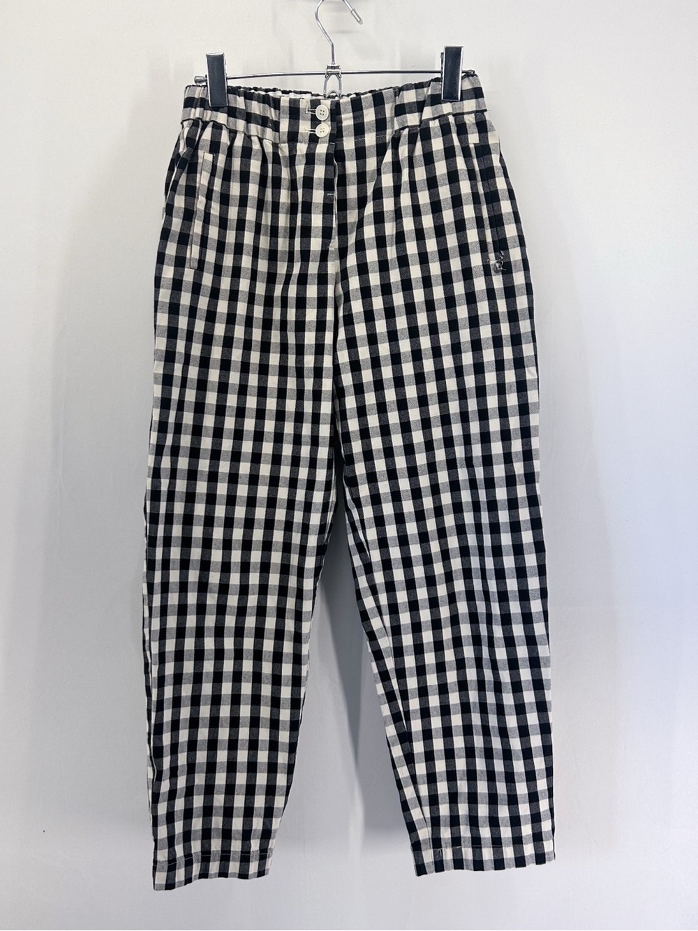 Ottod’Ame Black White Gingham 100% Cotton Straight Leg Trousers Italy Size 6